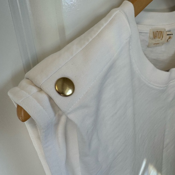 Nation LTD Marina White Muscle Top with Gold Accents - Picture 3 of 4